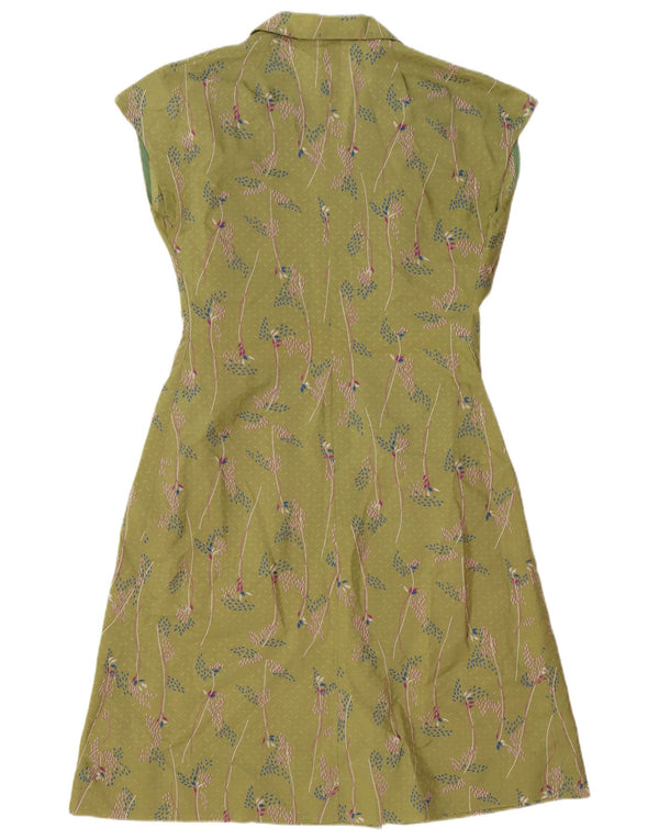 Vintage Womens A-Line Dress UK 14 Medium Green Floral