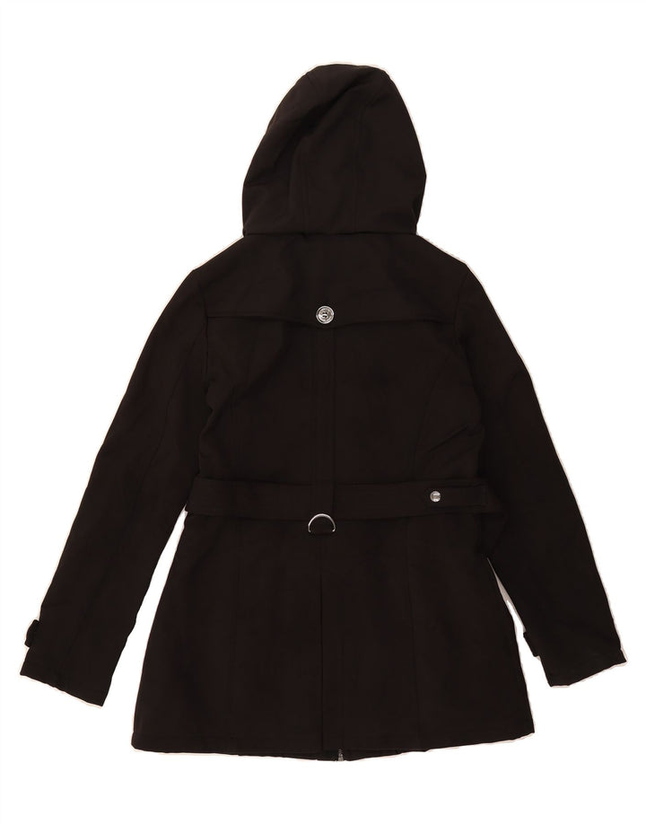 MICHAEL KORS Womens Hooded Trench Coat UK 14 Medium Black Polyester Vintage Michael Kors and Second-Hand Michael Kors from Messina Hembry 