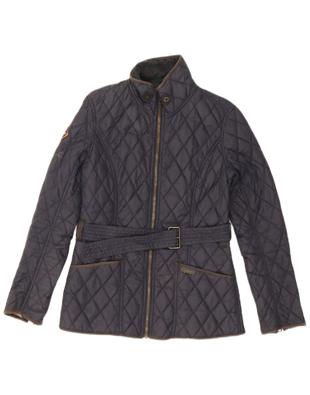 Женская стеганая куртка Superdry UK 12, средний темно-синий, нейлон