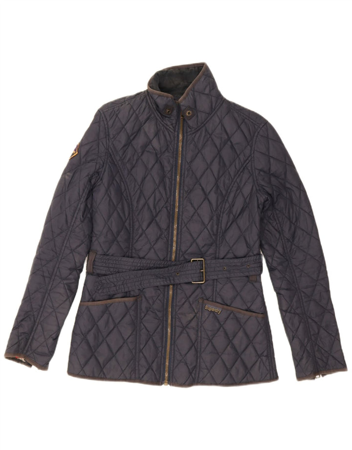 Женская стеганая куртка Superdry UK 12, средний темно-синий, нейлон