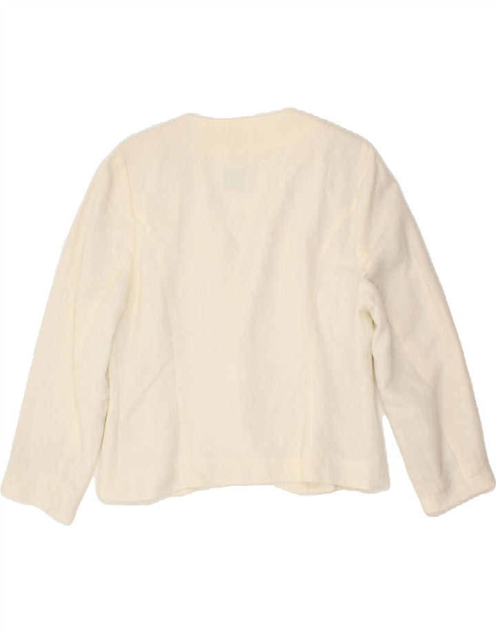 VINTAGE Womens 1 Button 3/4 Sleeve Blazer Jacket IT 42 Medium Beige Modal Vintage Vintage and Second-Hand Vintage from Messina Hembry 