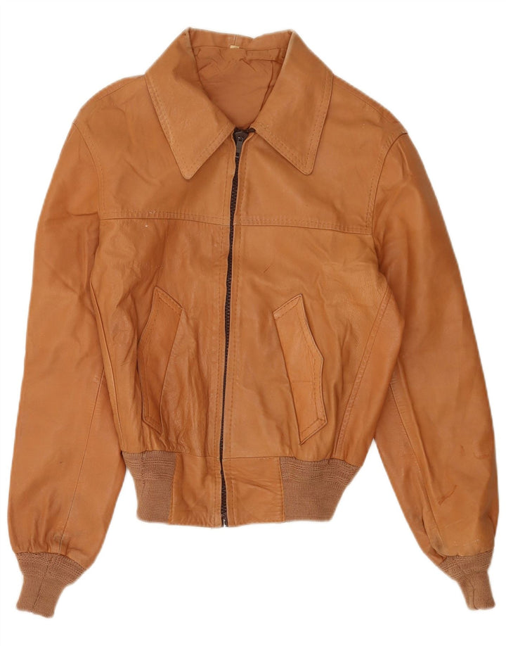 Винтажная женская кожаная куртка IT 50 XL Бежевая