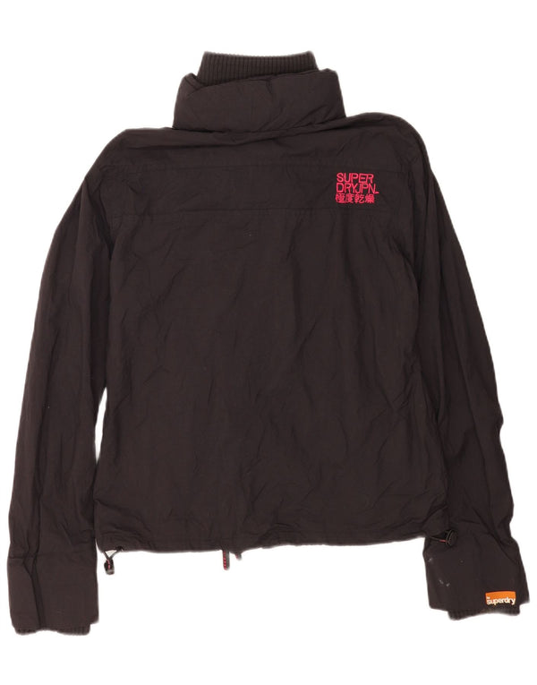 Женская ветровка с рисунком Superdry UK 16, большая черная нейлоновая куртка