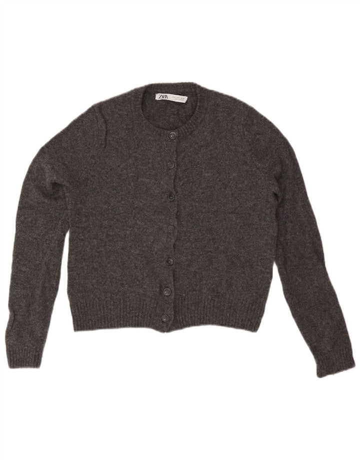 Женский кардиган Zara UK 10, маленький серый шерстяной свитер