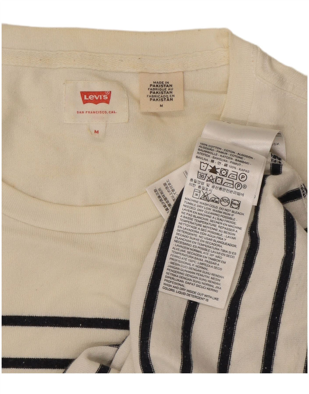 Мужской топ Levi's из хлопка с длинным рукавом средней длины в белую полоску