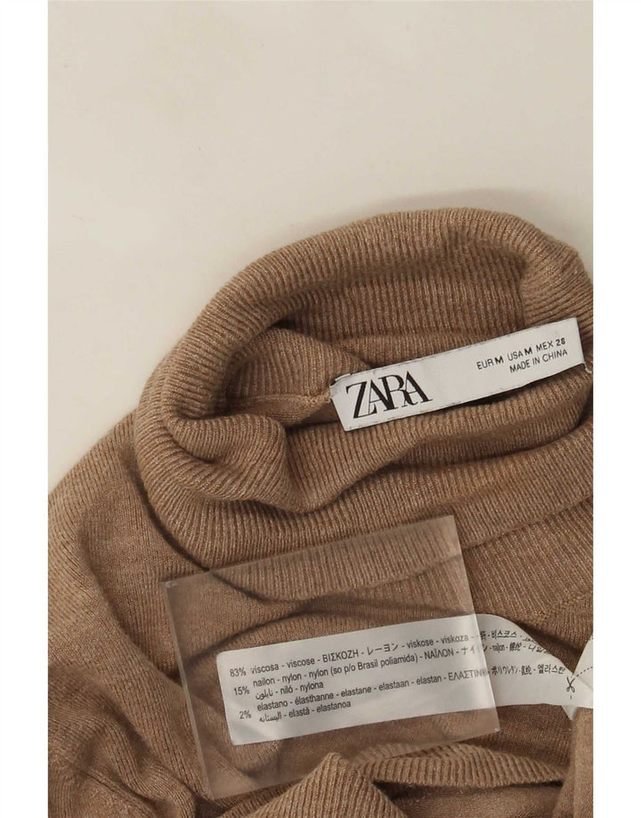 Женский джемпер с высоким воротником Zara UK 12, средний бежевый вискоза