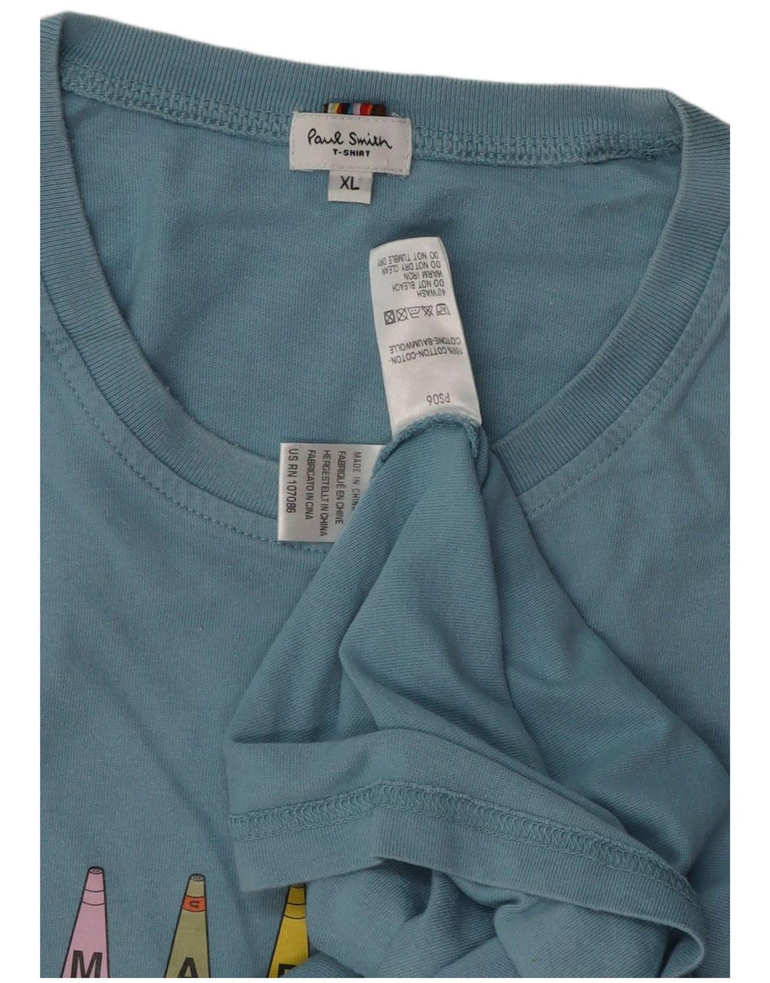 PAUL SMITH Мужская футболка с рисунком Top XL Синий Хлопок