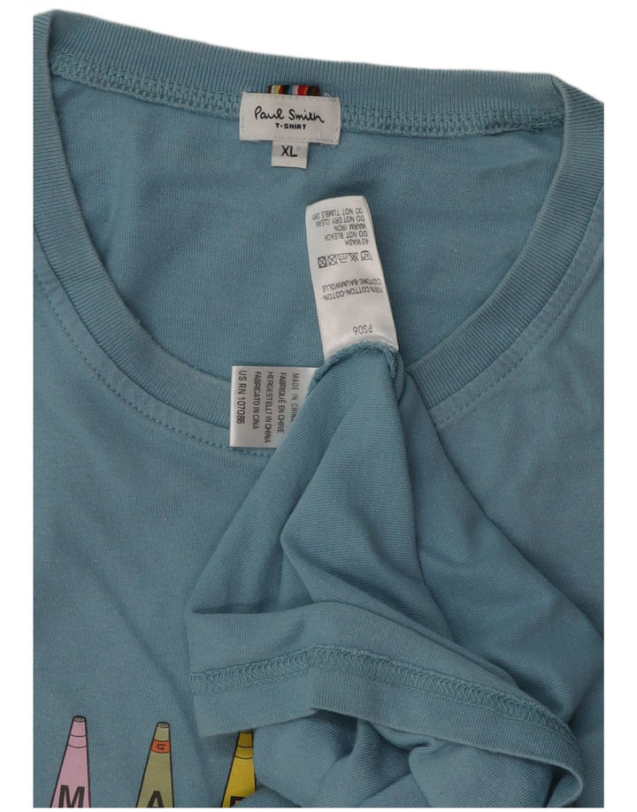 PAUL SMITH Мужская футболка с рисунком Top XL Синий Хлопок