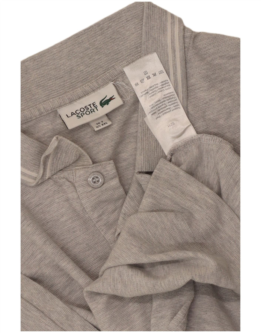 Мужская рубашка-поло Lacoste, размер 7, 2XL, серая, хлопок