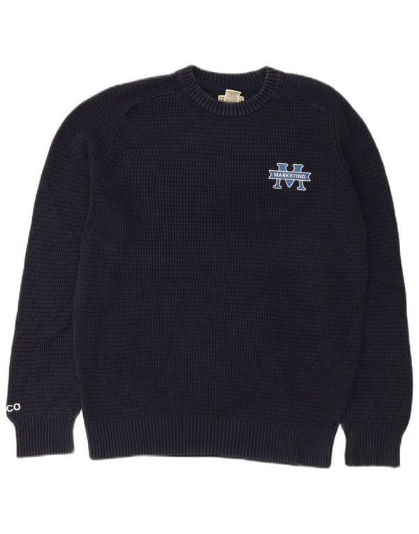 L.L.Bean Mens Crew Neck Jumper Sweater Small Navy Blue Cotton