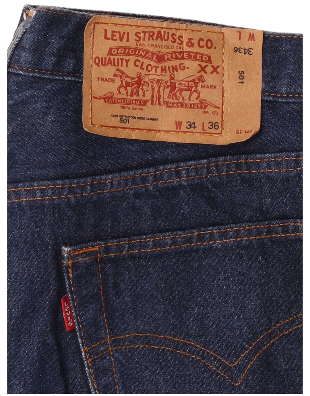 Мужские прямые джинсы LEVI'S 501 W34 L36 Темно-синие