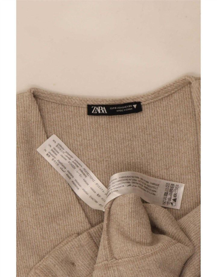 Женский укороченный кардиган Zara UK 10, маленький размер, бежевый полиэстер