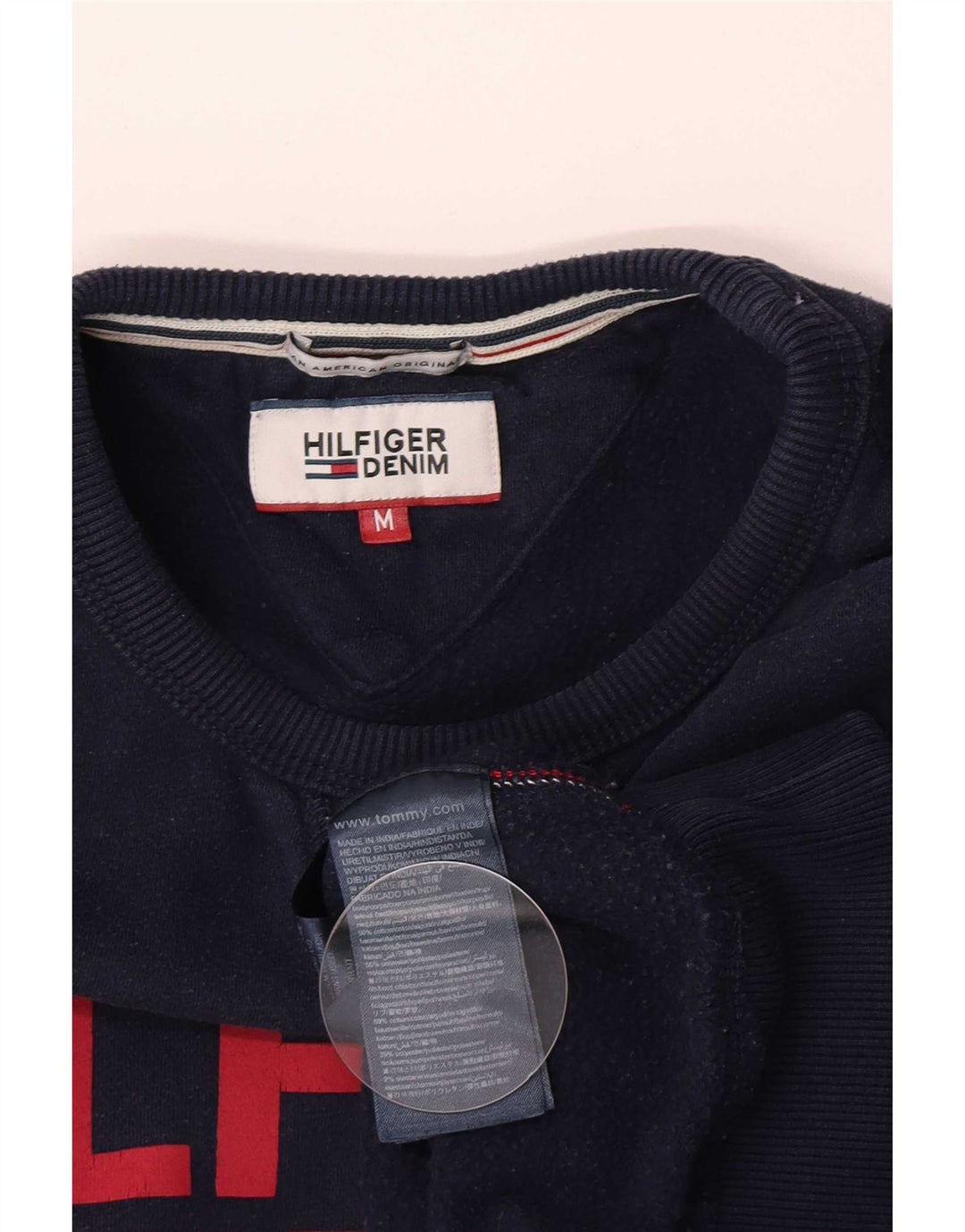 Мужской свитшот с рисунком Tommy Hilfiger, средний темно-синий хлопковый джемпер