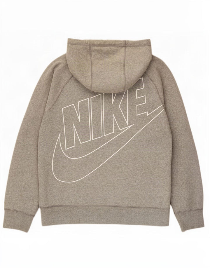 Мужской свитер с капюшоном и молнией с графическим рисунком Nike, большой серый хлопковый