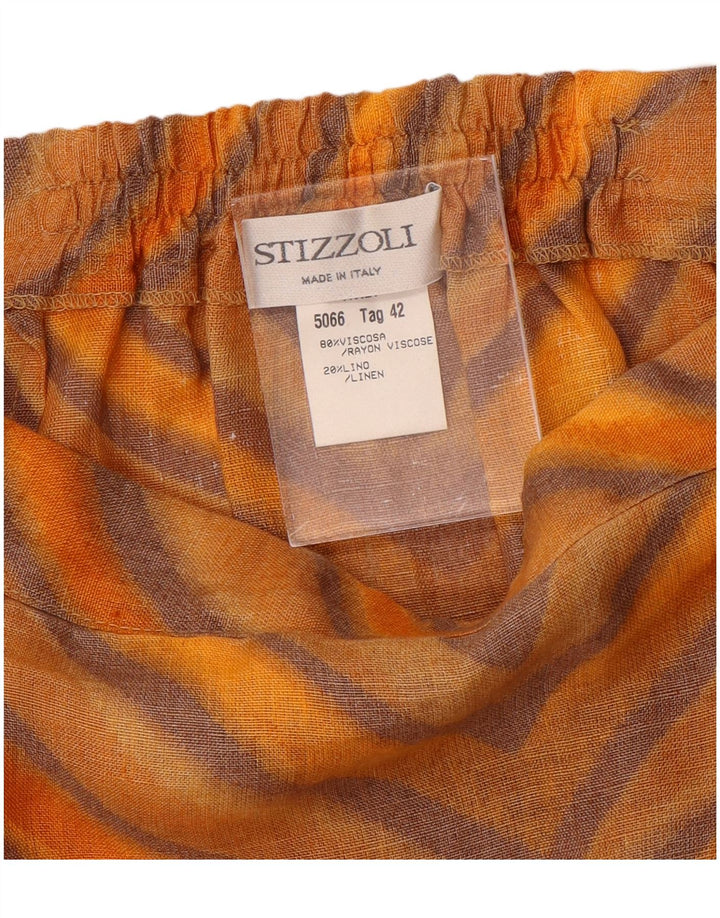 STIZZOLI Женская юбка-трапеция IT 42 Medium W28 Вискоза в оранжевую полоску