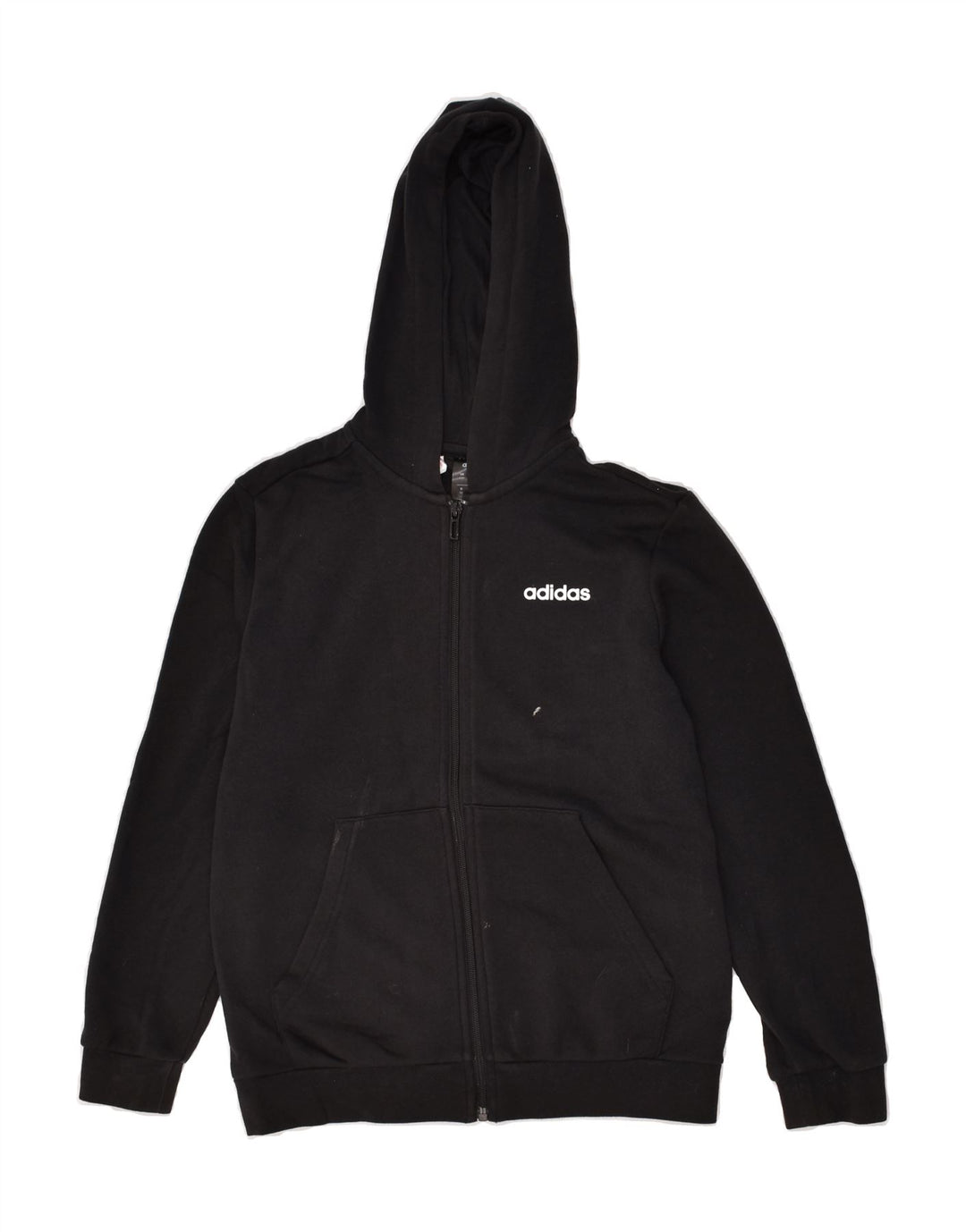 ADIDAS Boys Zip Hoodie Sweater 11-12 Years Black Cotton | Vintage Adidas | Thrift | Second-Hand Adidas | Used Clothing | Messina Hembry 
