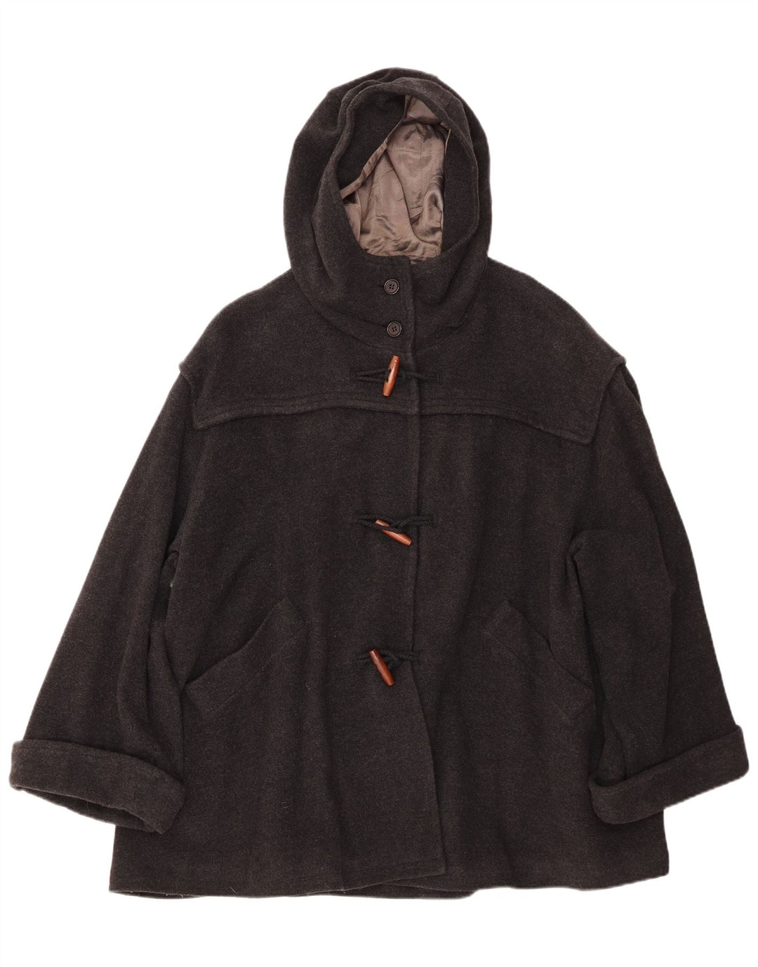 BENETTON Женский дафлкот оверсайз с капюшоном IT 42 Medium Grey Wool