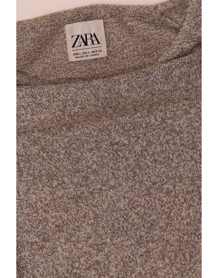 Мужской топ Zara с длинным рукавом, большой серый в крапинку