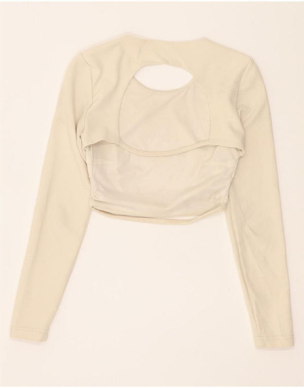 Женский укороченный топ с длинными рукавами Zara UK 4 XS, белый полиэстер