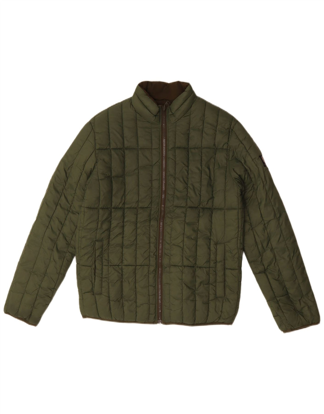 Мужская двусторонняя стеганая куртка Jack & Jones UK 38, средний зеленый полиэстер