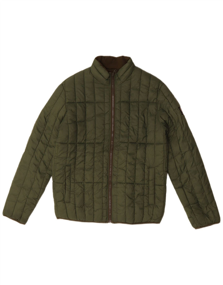 Мужская двусторонняя стеганая куртка Jack & Jones UK 38, средний зеленый полиэстер
