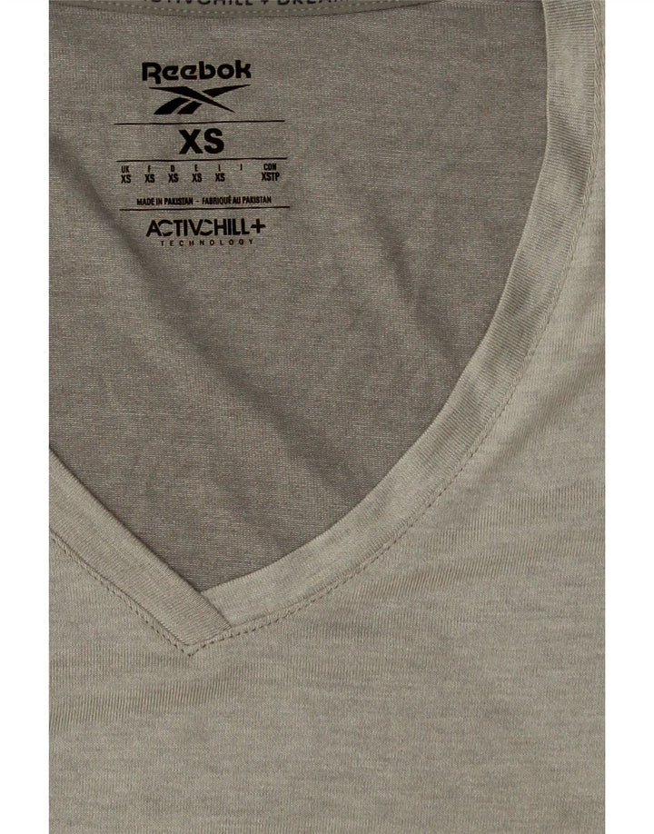 REEBOK Womens T-Shirt Top UK 6 XS Grey Polyester Vintage Reebok and Second-Hand Reebok from Messina Hembry 