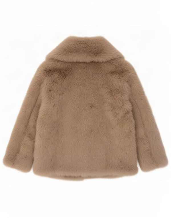 Женская куртка из искусственного меха из поплина Zara UK 16, большой размер, бежевый полиэстер