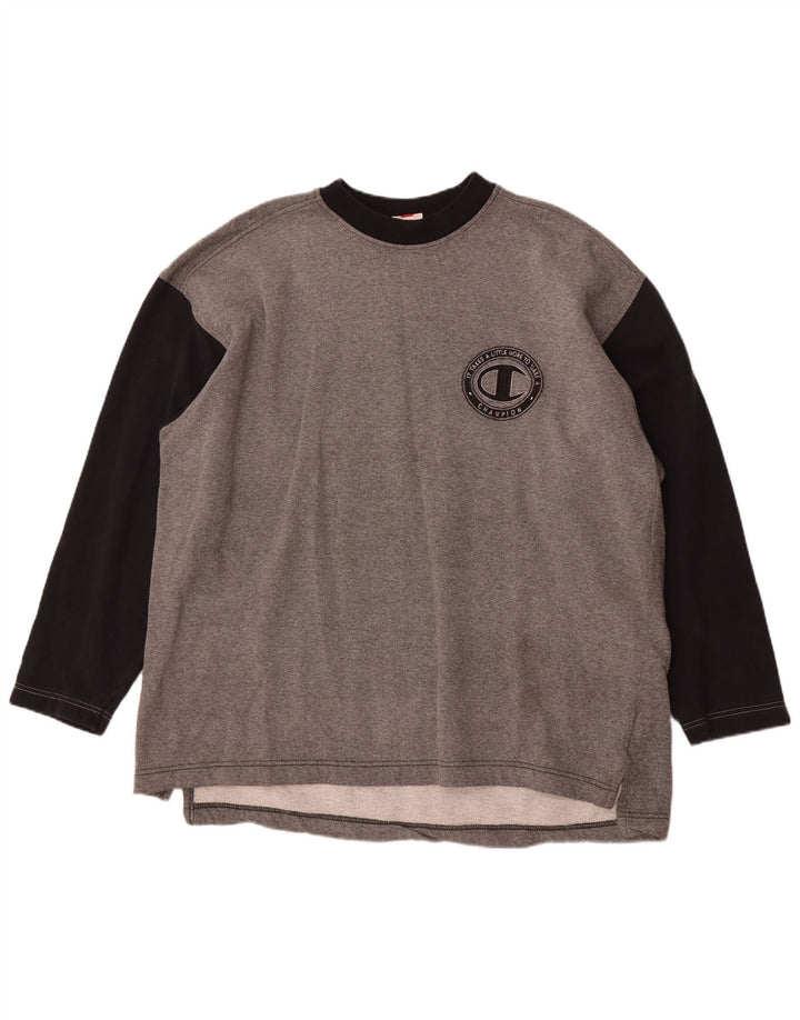 Мужской свитшот Champion Jumper XL Серый хлопок с цветными блоками
