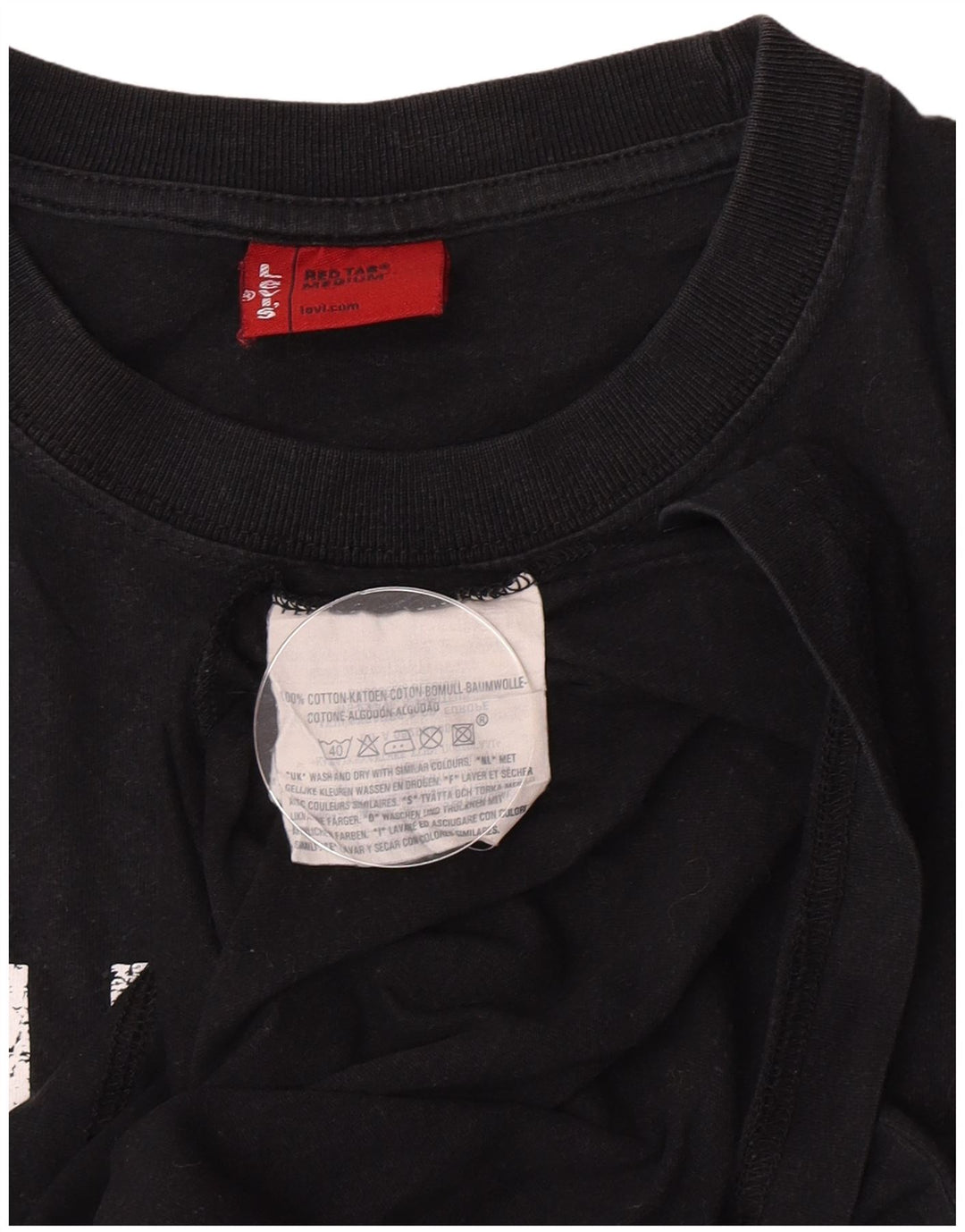 Мужская футболка с рисунком Levi's, верх среднего размера, черный хлопок, хлопок