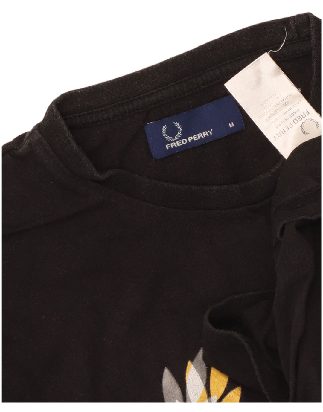 Мужская футболка с рисунком Fred Perry, средний черный хлопок