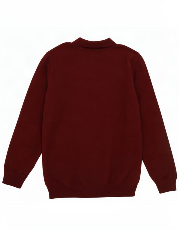 Massimo Dutti Mens Polo Neck Jumper Sweater Large Burgundy Wool