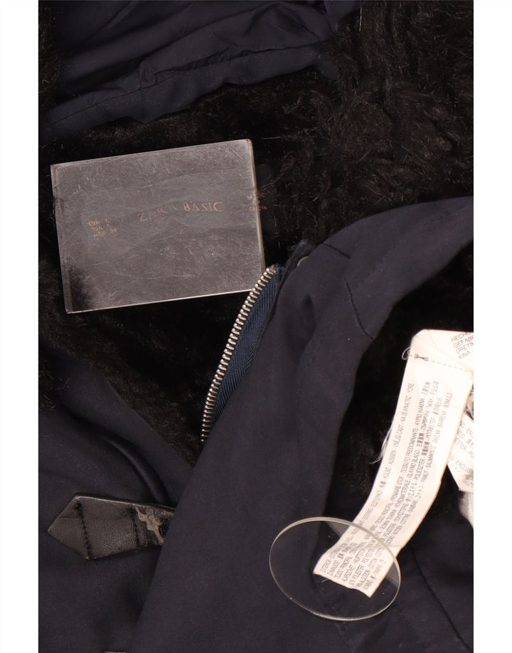 Женская парка с капюшоном Zara UK 16, большой размер, темно-синий, полиэстер