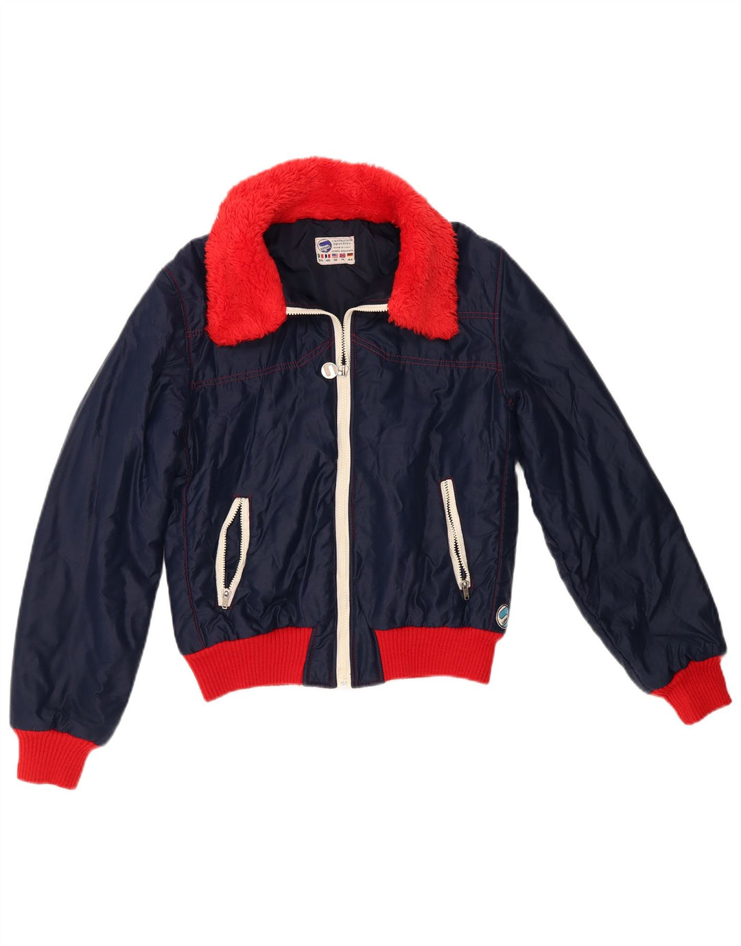 Женская куртка-бомбер Samas UK 16, большая, темно-синяя, нейлон с цветными блоками