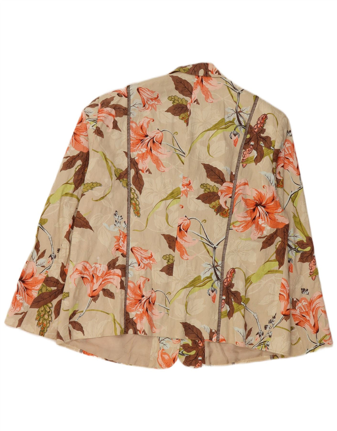 GERRY WEBER Женский пиджак с рукавом 3/4 UK 20 2XL Бежевый с цветочным принтом