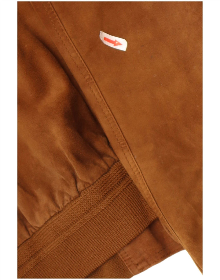 Винтажная мужская замшевая куртка-бомбер IT 50, большая коричневая кожа