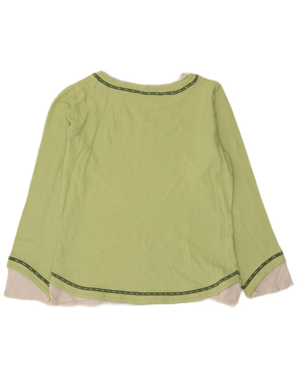 Женский топ Fila с длинным рукавом UK 18 XL, зеленый хлопок с цветными блоками