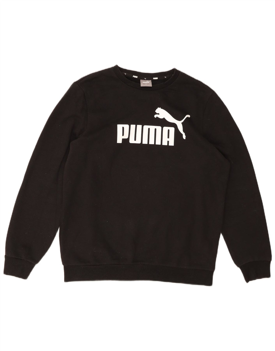 Мужской свитшот с рисунком PUMA, хлопковый джемпер среднего размера, черный