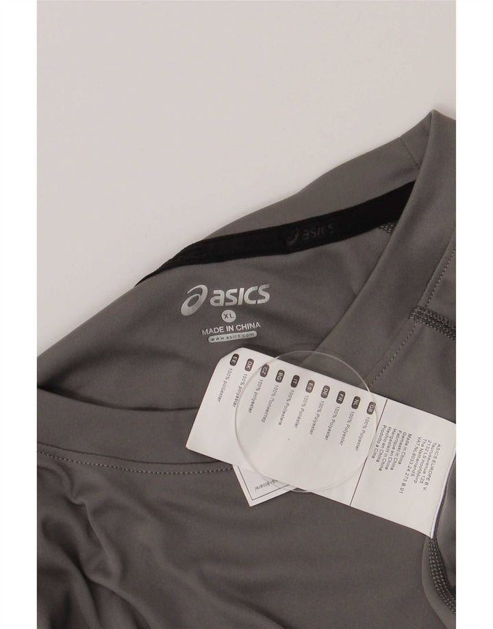 Мужская футболка с рисунком Asics Top XL Серая спортивная из полиэстера