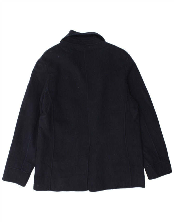 ZARA Mens Overcoat UK 40 Large Navy Blue Wool