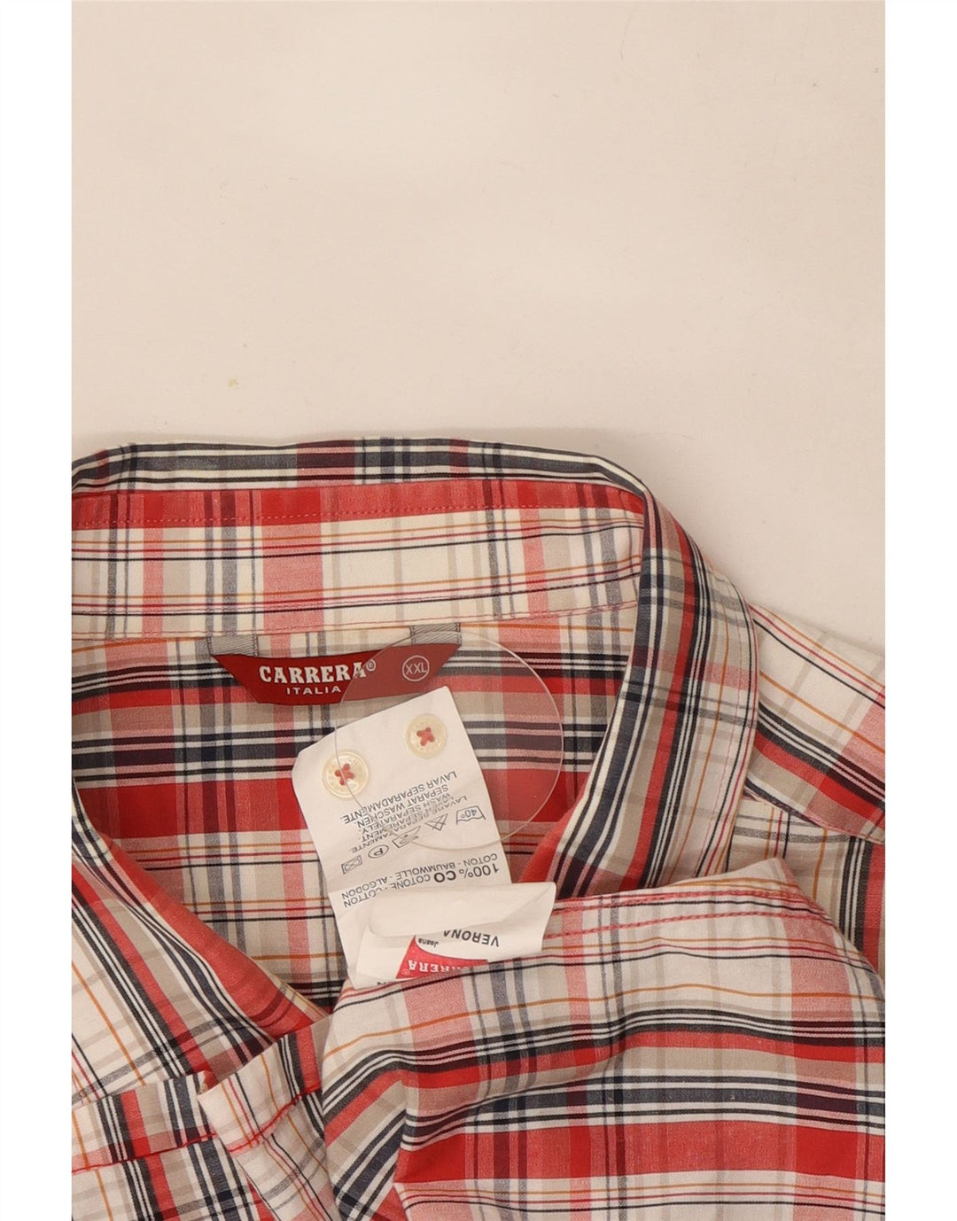 Мужская рубашка с коротким рукавом Carrera 2XL, хлопковая красная клетка