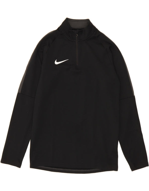 NIKE Mens Dri Fit Zip Neck Pullover Tracksuit Top Small Black Polyester