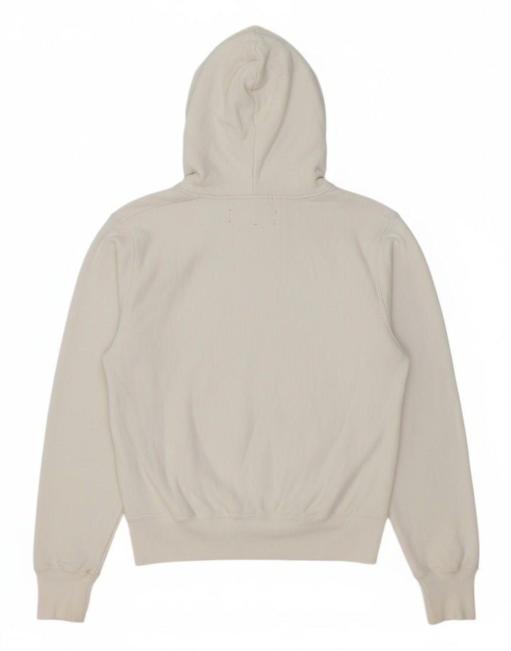 CHAMPION Mens Reverse Weave Hoodie Jumper Small Off White Cotton