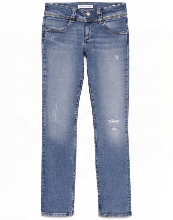 PEPE Jeans Женские потертые узкие джинсы W31 L34 Синий хлопок