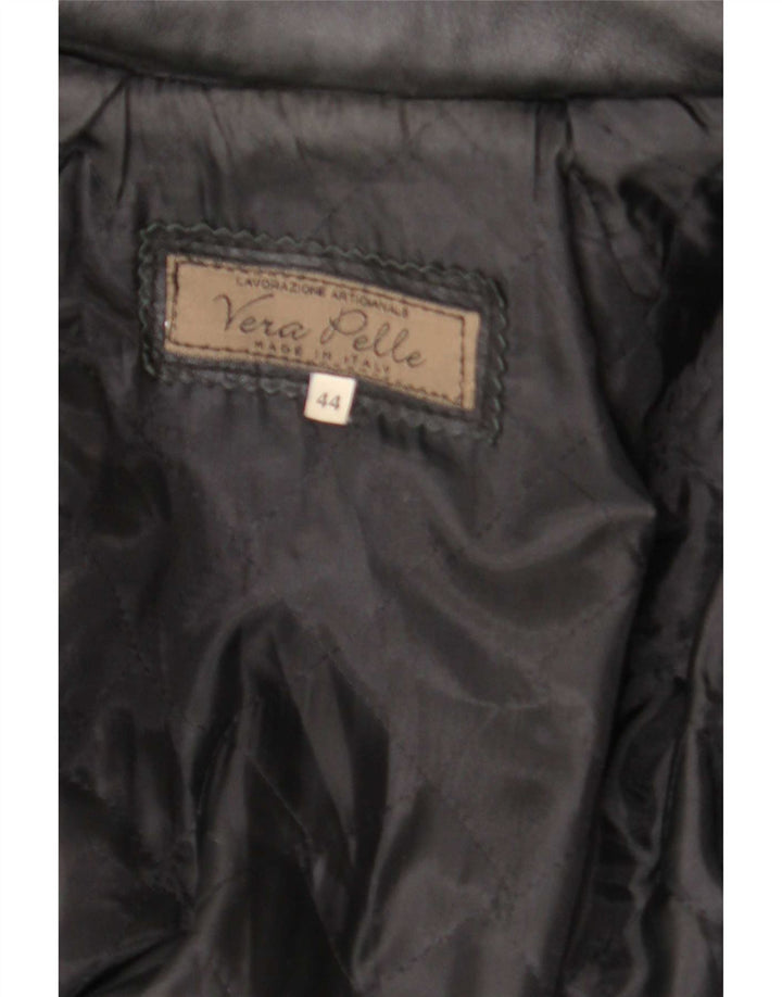 Винтажное женское кожаное пальто с капюшоном IT 44 Medium Black