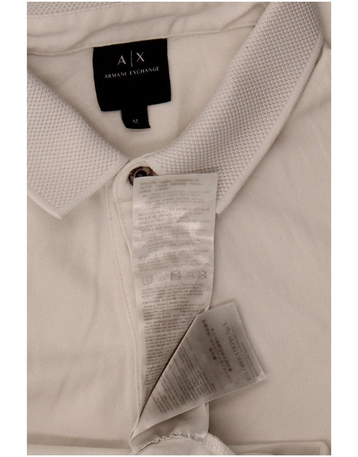 Мужская рубашка поло с длинным рукавом Armani Exchange, средний белый хлопок, хлопок