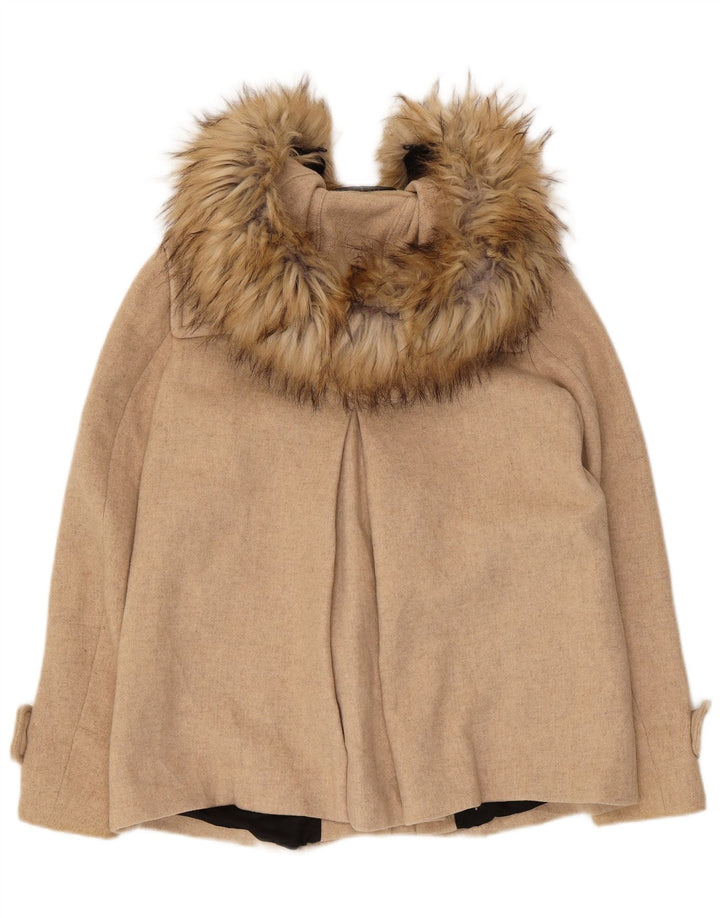 Женский дафлкот оверсайз с капюшоном Zara UK 6 XS, бежевый