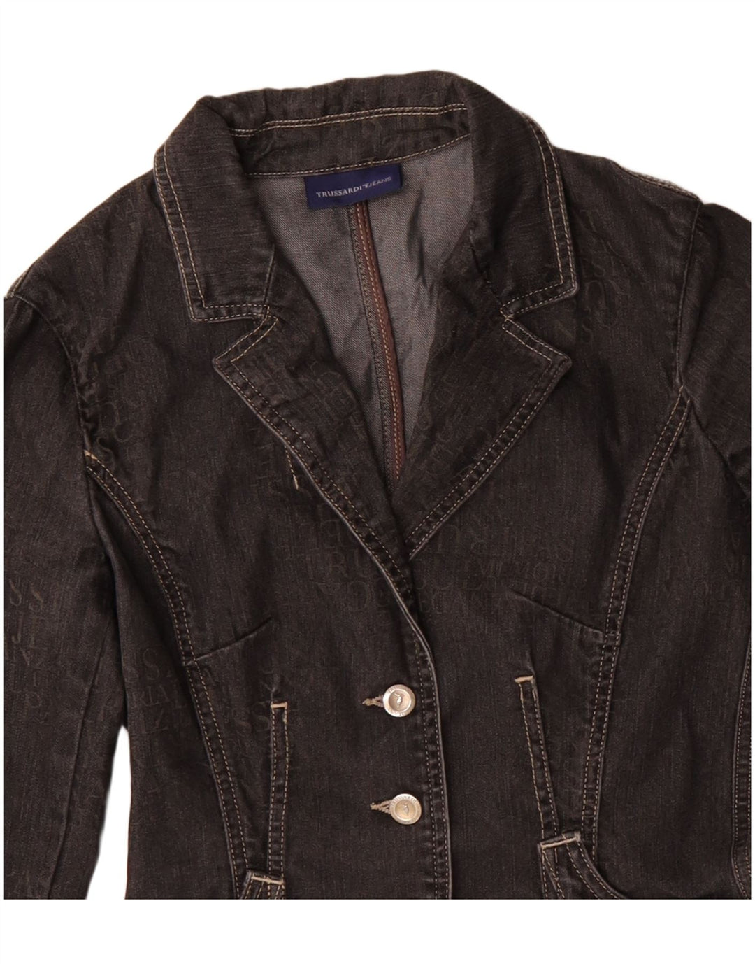 TRUSSARDI JEANS Женский джинсовый пиджак на 3 пуговицах IT 40 Маленький Черный