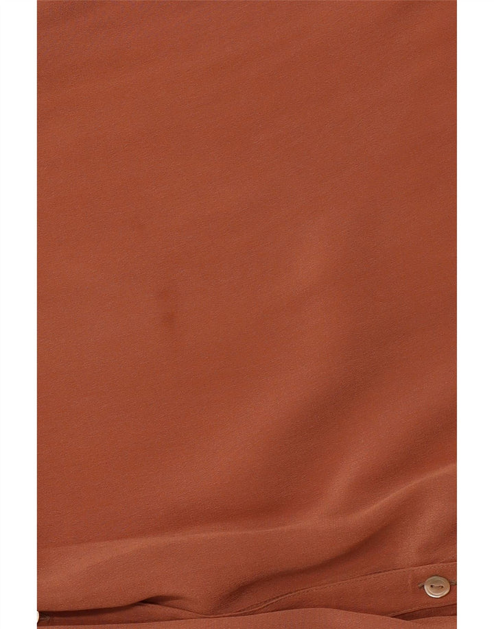 VINTAGE Женская блузка-рубашка свободного кроя с длинным рукавом IT 46, большая коричневая