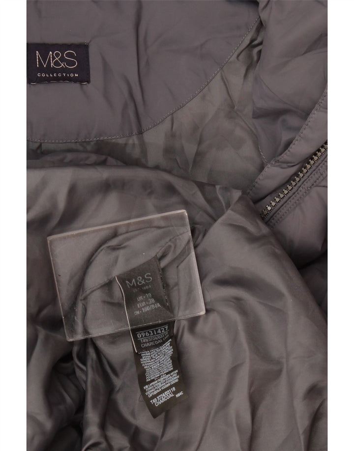 Женское стеганое пальто Marks & Spencer UK 10, маленький серый полиэстер
