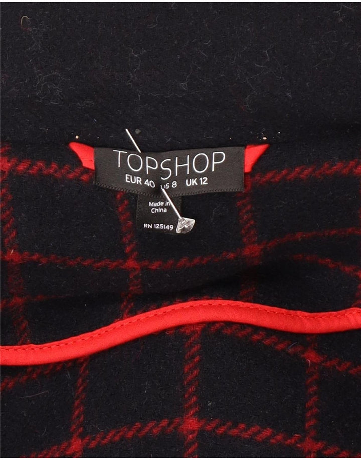 Женский дафлкот с капюшоном Topshop UK 12, средний темно-синий, шерсть